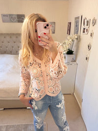 Bohostrickjacke zum Knöpfen