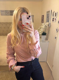Bluse rosa mit Perlen
