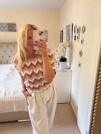 Pullover Kurzarm mit italienischem Muster