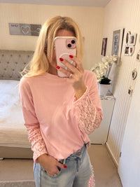 Softpullover mit Spitzenärmeln