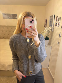 Jacke grau mit Goldknöpfen