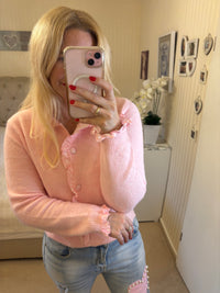 Strickjacke mit Pünktchenborde