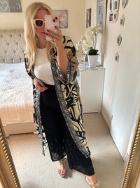 Kimono schwarz beige