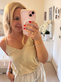 Plisseestricktop goldschimmer