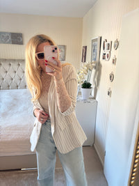 Blazer beige weiß mit Goldstreifen