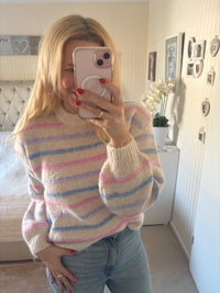 Streifenpullover rosa blau Creme