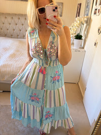 Bohokleid durchgeknöpft mit Spiegelpailletten
