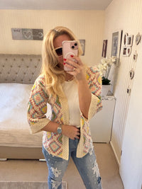 Bohostrickjacke Rauten verschiedene Farben