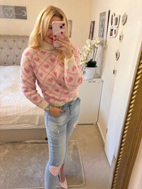 Herzchenpullover mit Turtleneck zwei Farben