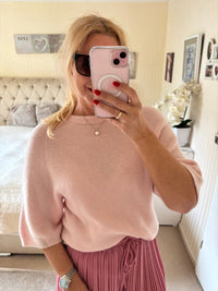 Alpakapullover kurzarm rosa