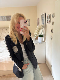 Blazer mit weißen Streifen schwarz