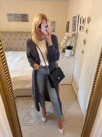 Mohairmantel lang dunkelgrau