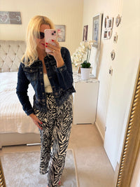 Plisseehose schwarz beige