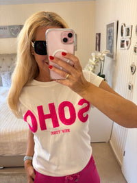 Shirt mit Frotteeaufdruck pink