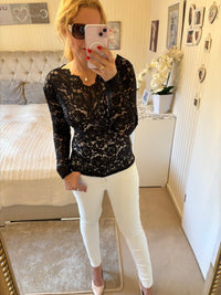 Spitzentop mit Stretch schwarz