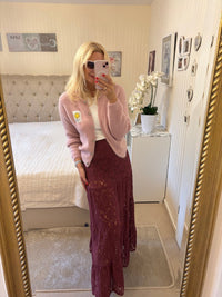 Strickjacke mit Smileypatch rosa mit Kid Mohair