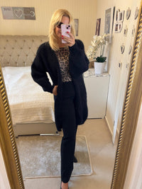 Strickmantel mittellang Mohair schwarz